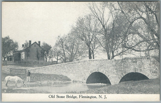 FLEMINGTON NJ OLD STONE BRIDGE ANTIQUE POSTCARD