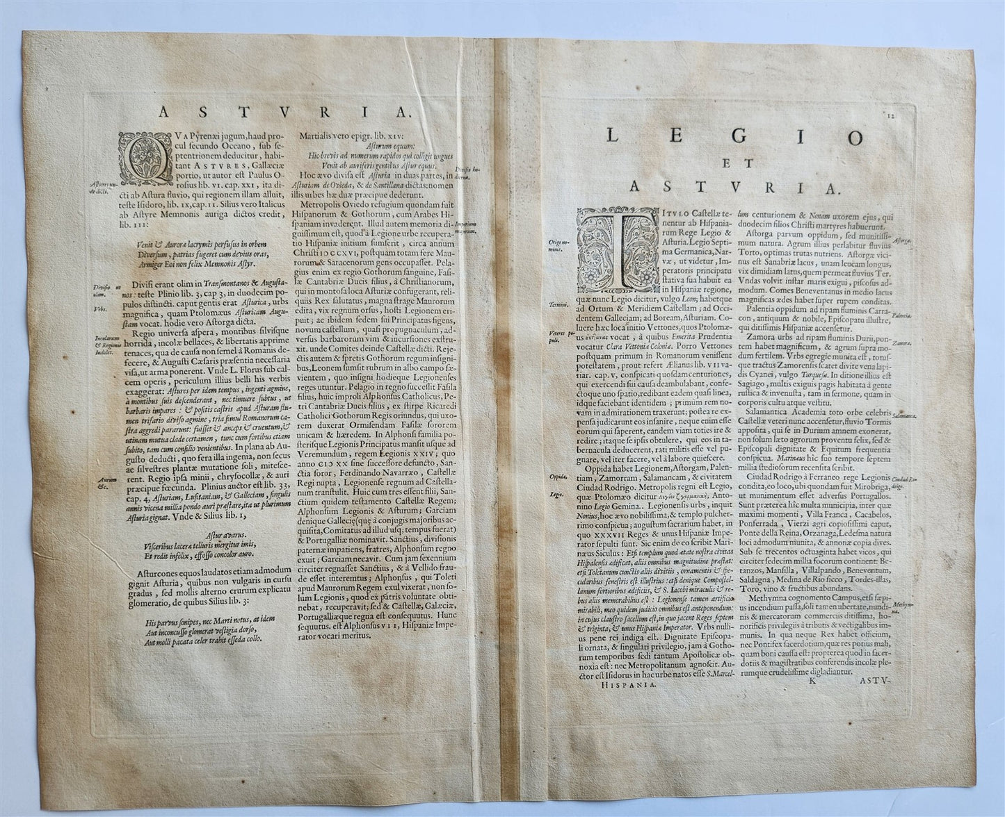 1640 ASTURIAS SPAIN MAP by WILLEM BLAEU antique AUTHENTIC hand colored