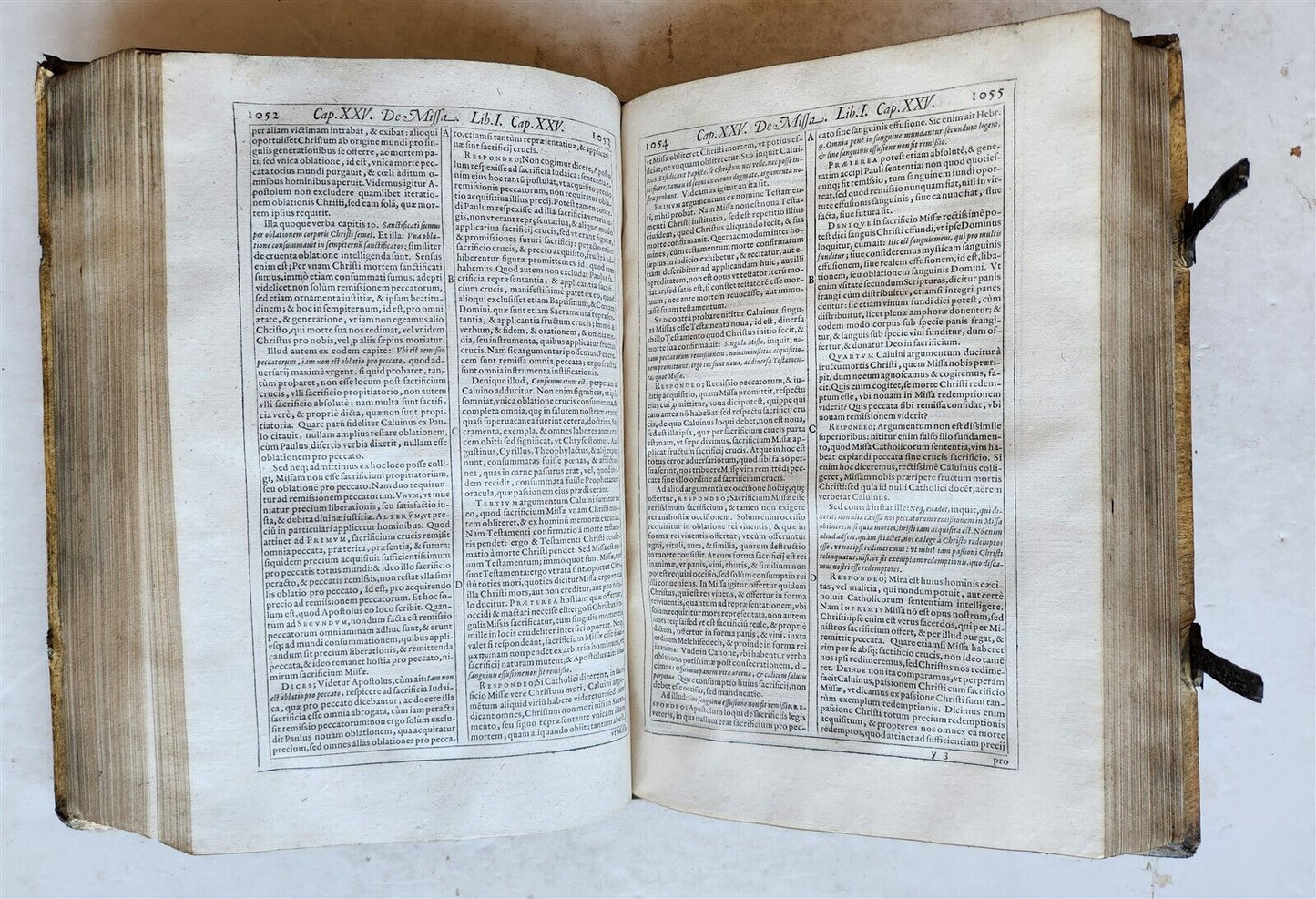 1588 DISPUTATIONES AGAINST HERETICS ROBERTI BELLARMINI antique PIGSKIN FOLIO v.2