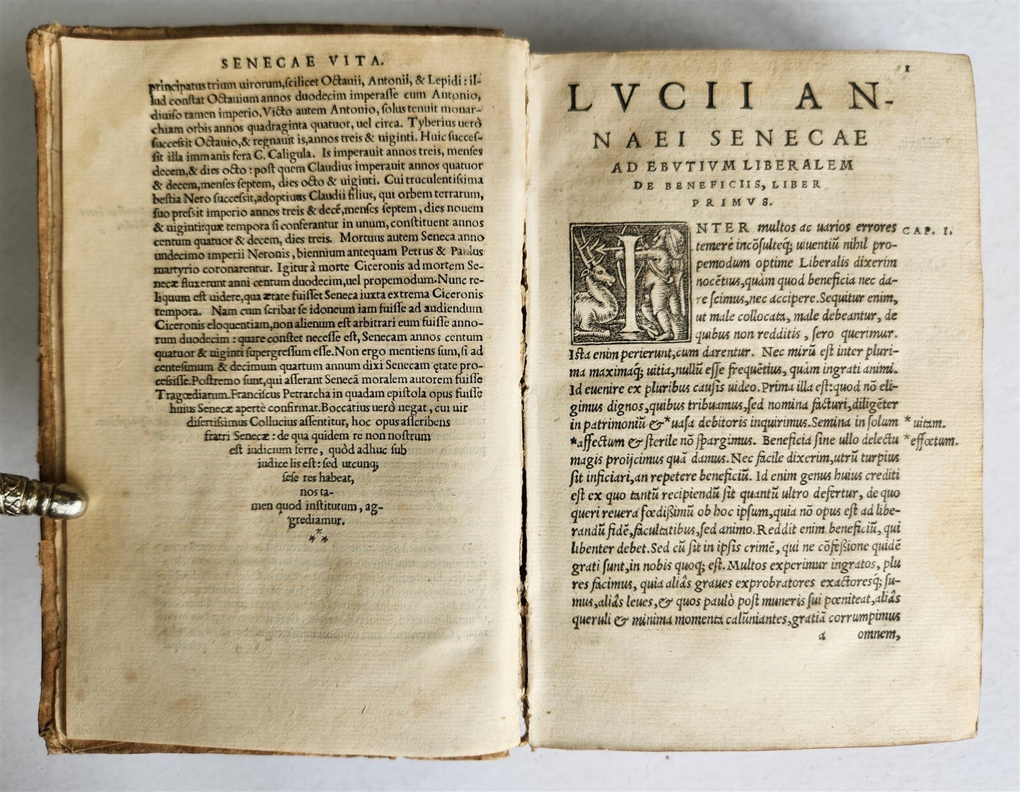 1555 SENECA OPERA antique 16th CENTURY VELLUM BINDING