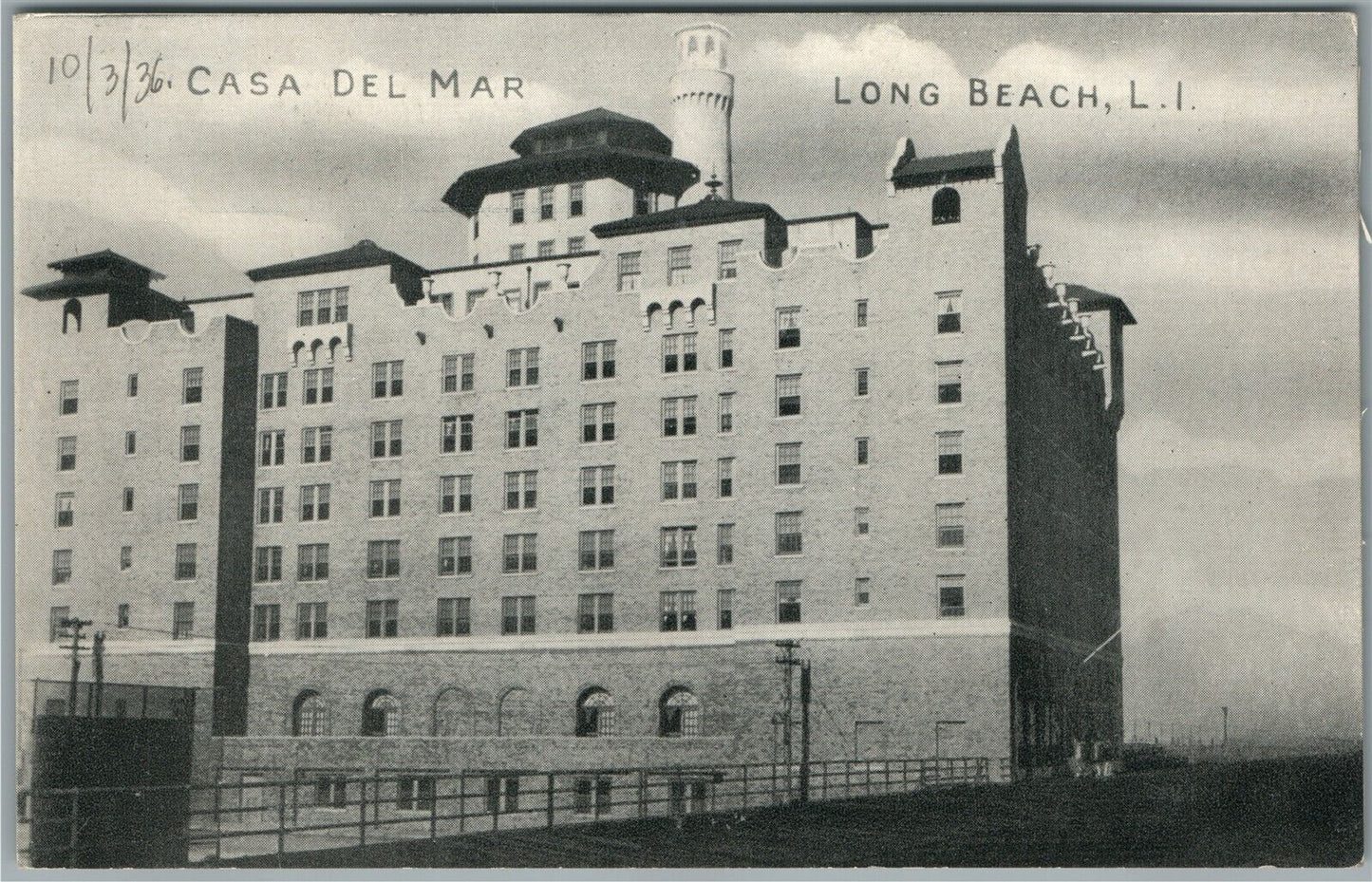 LONG BEACH NY CASA DEL MAR ANTIQUE POSTCARD