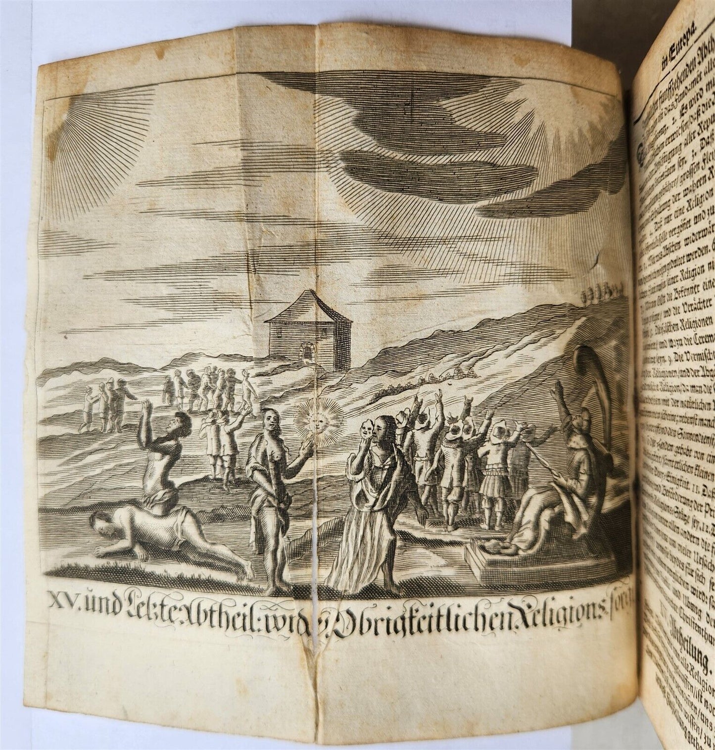 1674 WORLD'S RELIGIOUS SERVICES FULLY ILLUSTRATED antique VELLUM BINDING
