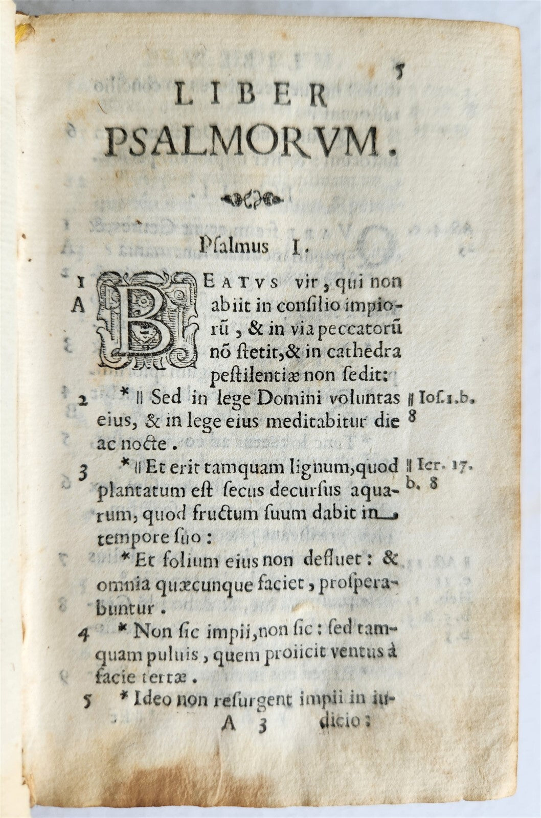 1624 LIBRI PSALMORUM antique VELLUM BINDING Bible Psalms