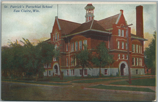 EAU CLAIRE WI ST.PATRICK'S PAROCHIAL SCHOOL ANTIQUE POSTCARD