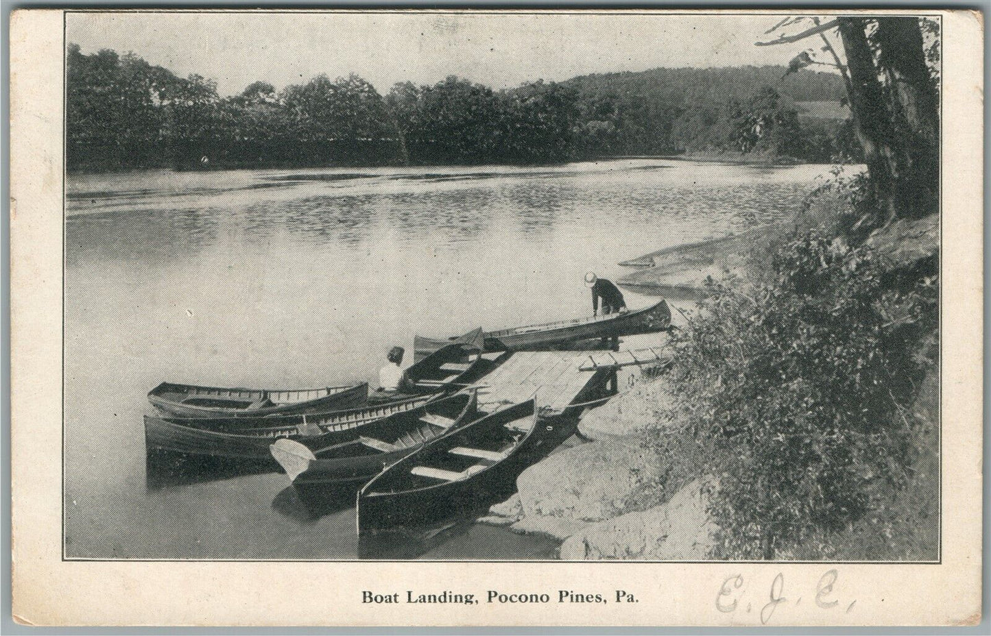 POCONO PINE PA BOAT LANDING ANTIQUE POSTCARD
