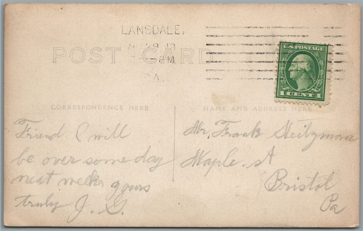 LANSDALE PA FIRST NATIONAL BANK ANTIQUE REAL PHOTO POSTCARD RPPC