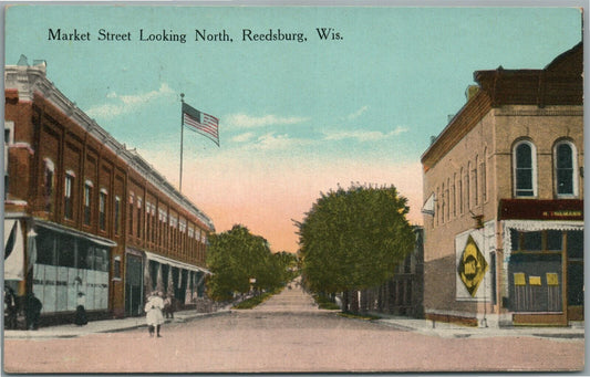 REEDSBURG WI MARKET STREET ANTIQUE POSTCARD