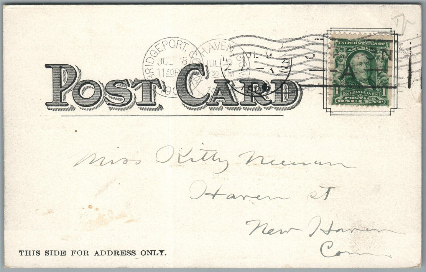 BRIDGEPORT CT PRESIDENT ROOSEVELT SPEAKING at RAILROAD STATION ANTIQUE POSTCARD