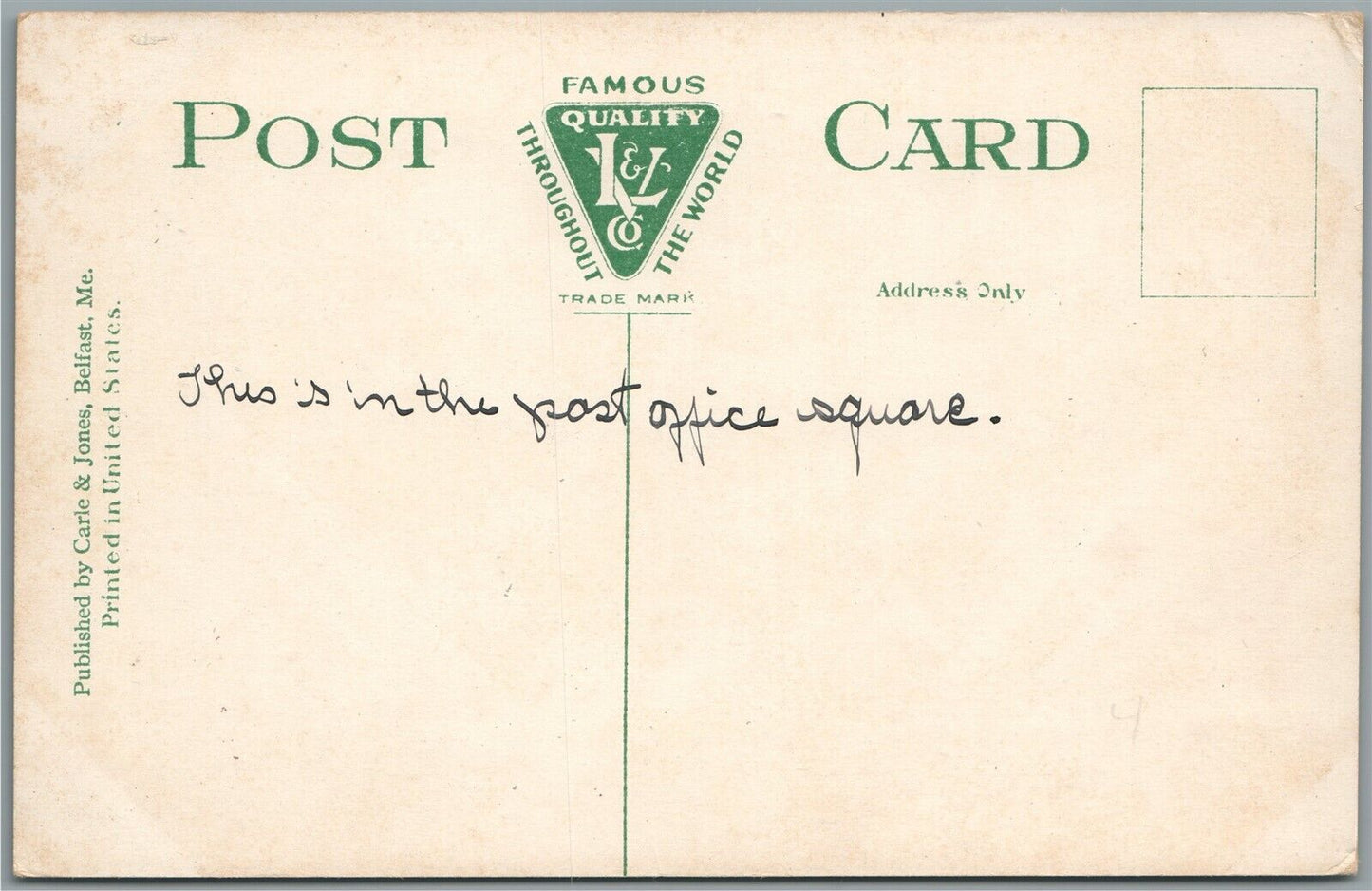 BELFAST ME CITY NATIONAL BANK ANTIQUE POSTCARD