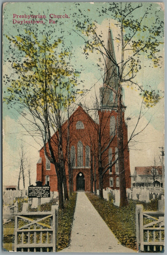 DOYLESTOWN PA PRESBYTERIAN CHURCH 1917 ANTIQUE POSTCARD