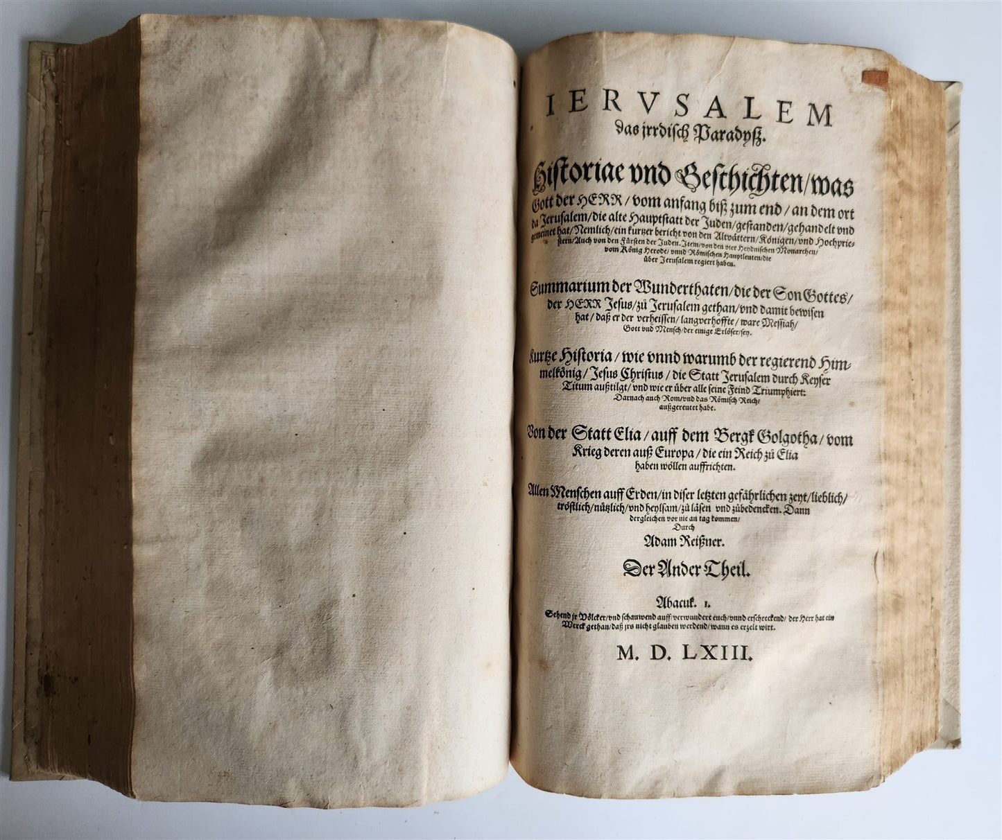1563 JERUSALEM ANCIENT CAPITAL of JEWS antique ILLUSTRATED FOLIO in GERMAN