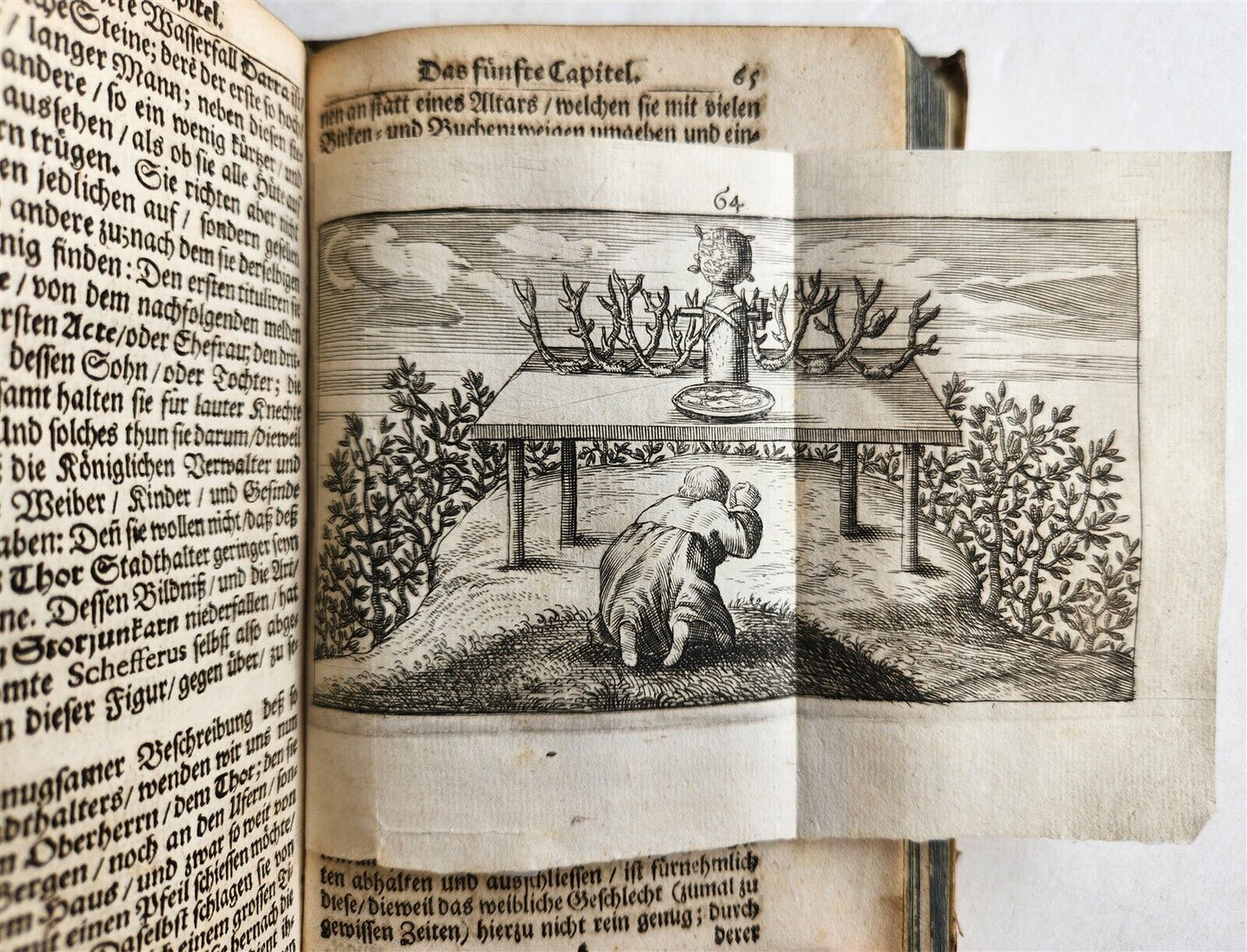 1674 WORLD'S RELIGIOUS SERVICES FULLY ILLUSTRATED antique VELLUM BINDING