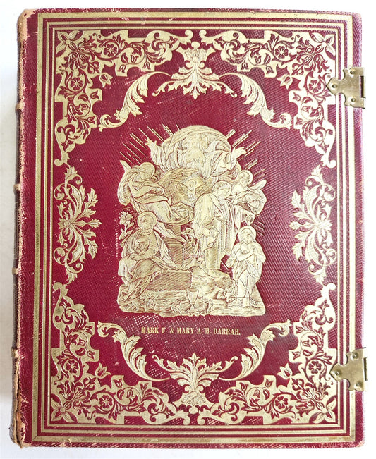 1860s BIBLE in ENGLISH FOLIO FINE GILT MOROCCO BINDING antique AMERICANA