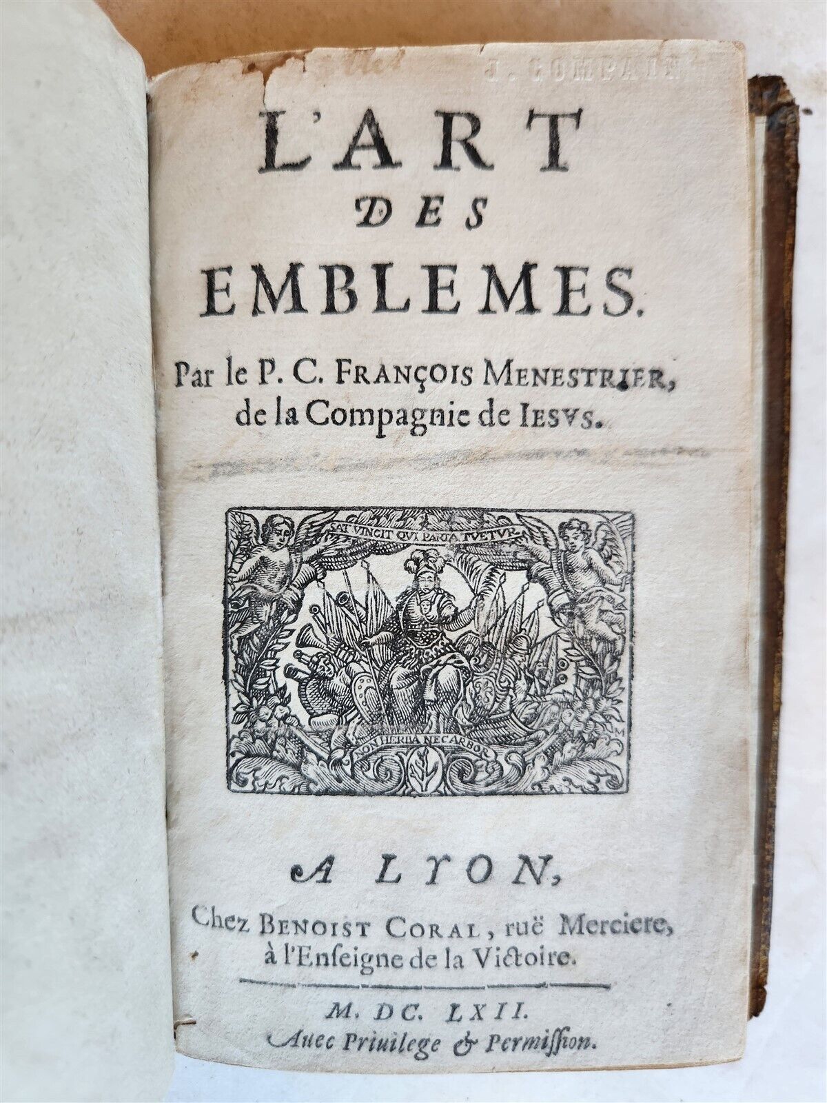 1662 ART OF EMBLEMS antique 17th CENTURY STUNNING BINDING illustrated