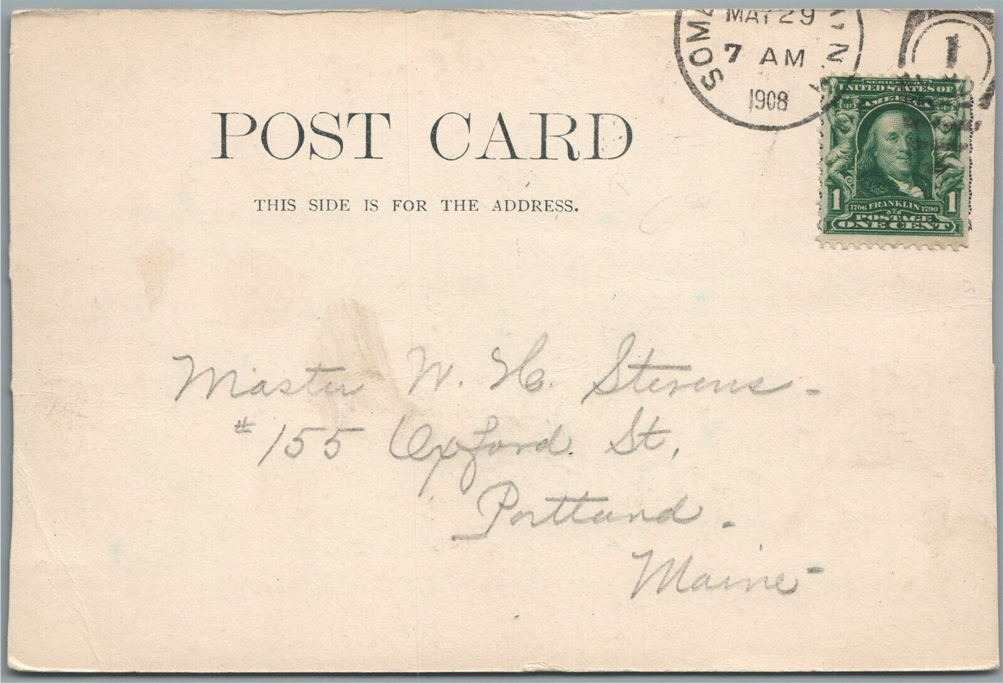 BERWICK ME SULLIVAN SQUARE ANTIQUE POSTCARD