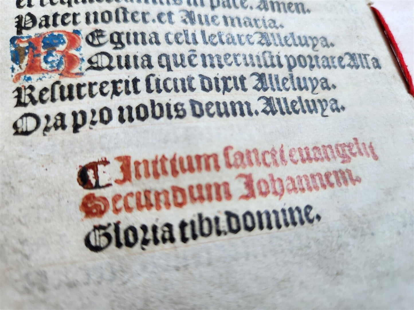 1519 BOOK OF HOURS PRINTED on VELLUM FRAGMENT antique POST-INCUNABULA scarce