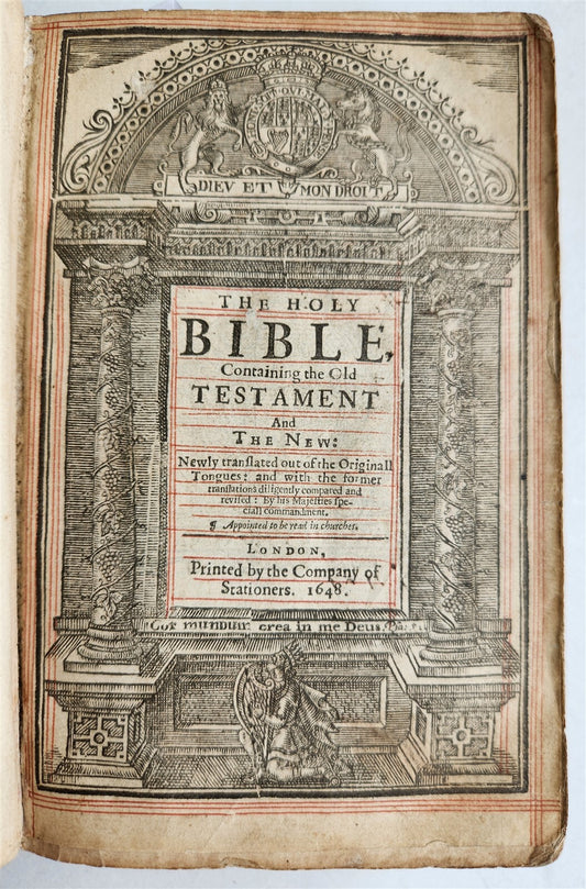 1648 BIBLE ENGLISH antique Old & New Testament London: Company of Stationers