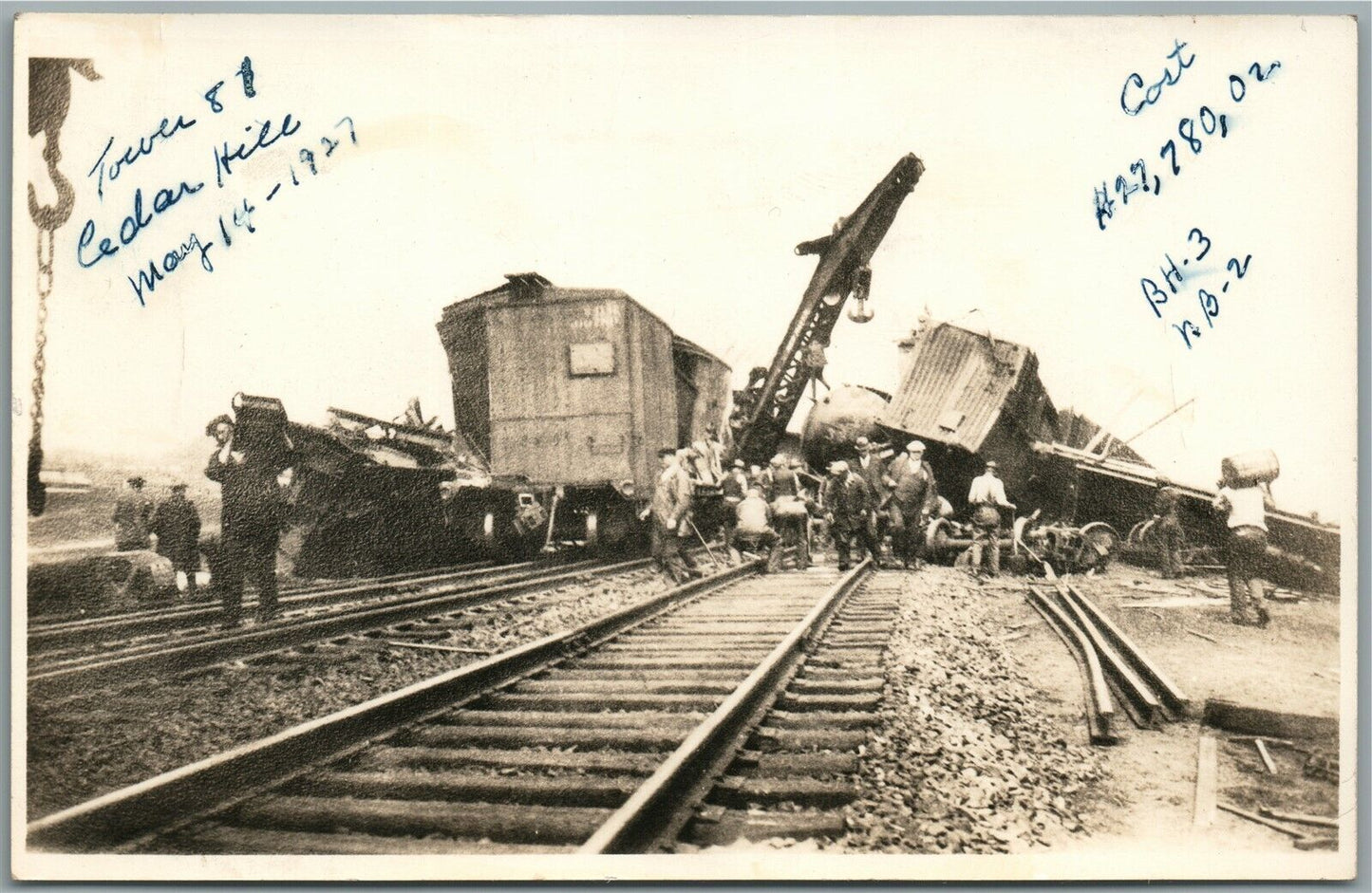 CEDAR HILL 1927 TRAIN WRECK RAILWAY railroad VINTAGE REAL PHOTO POSTCARD RPPC