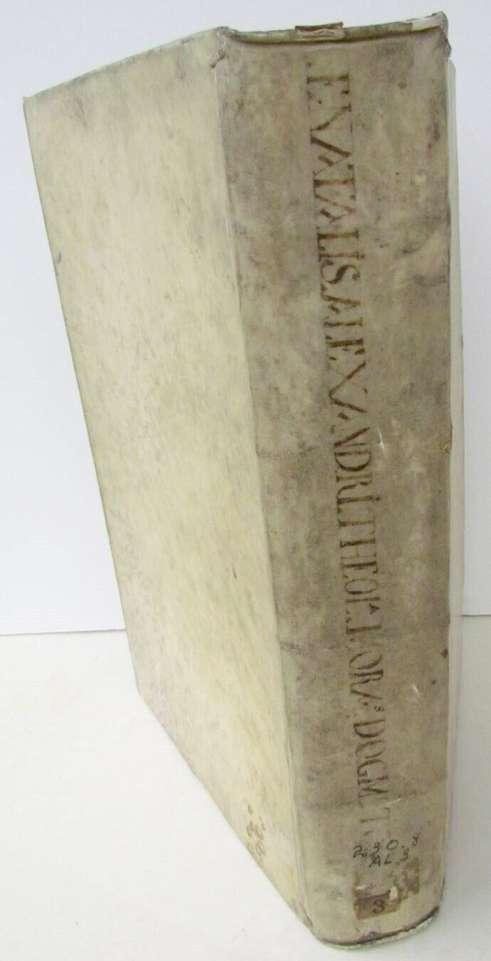 1698 2 VOLUMES ANTIQUE VELLUM FOLIOS 9.5 x 13.5'' THEOLOGIA DOGMATICA