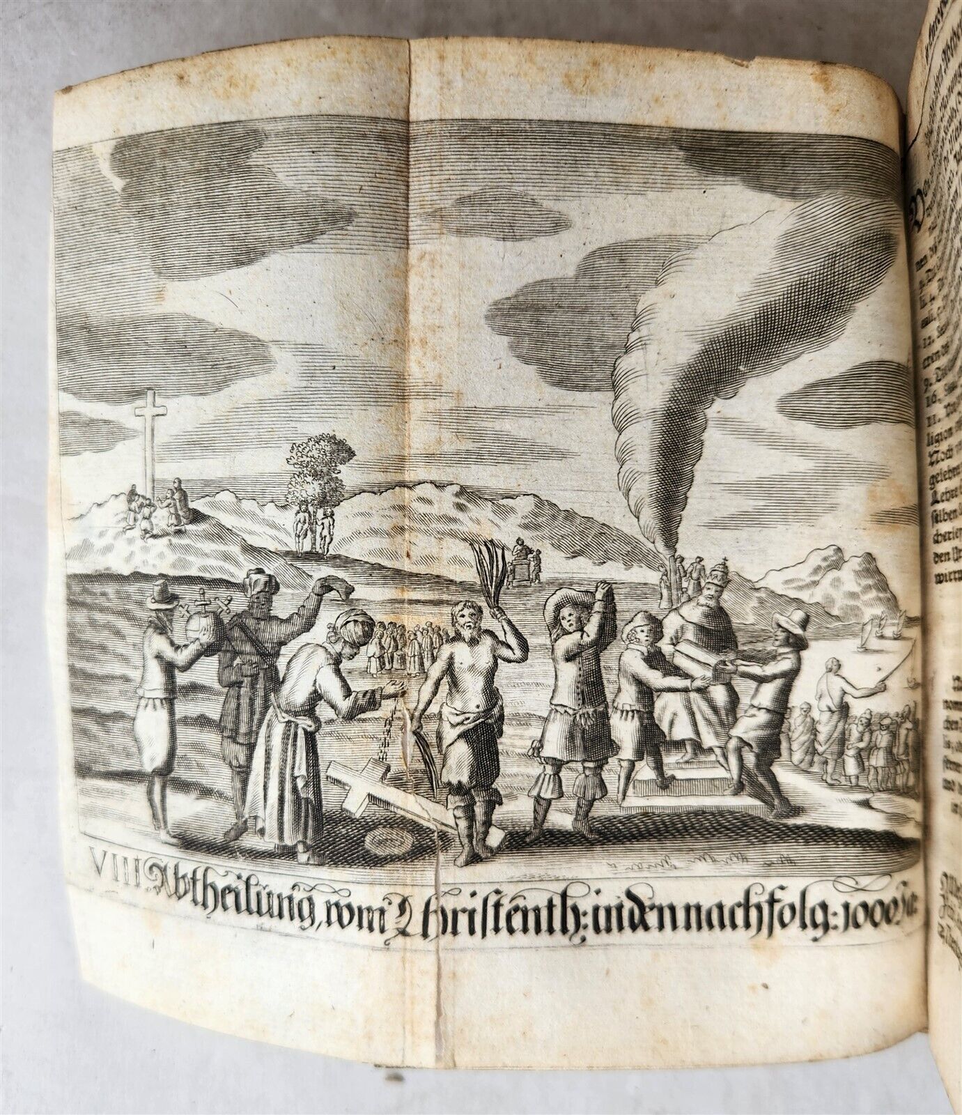 1674 WORLD'S RELIGIOUS SERVICES FULLY ILLUSTRATED antique VELLUM BINDING