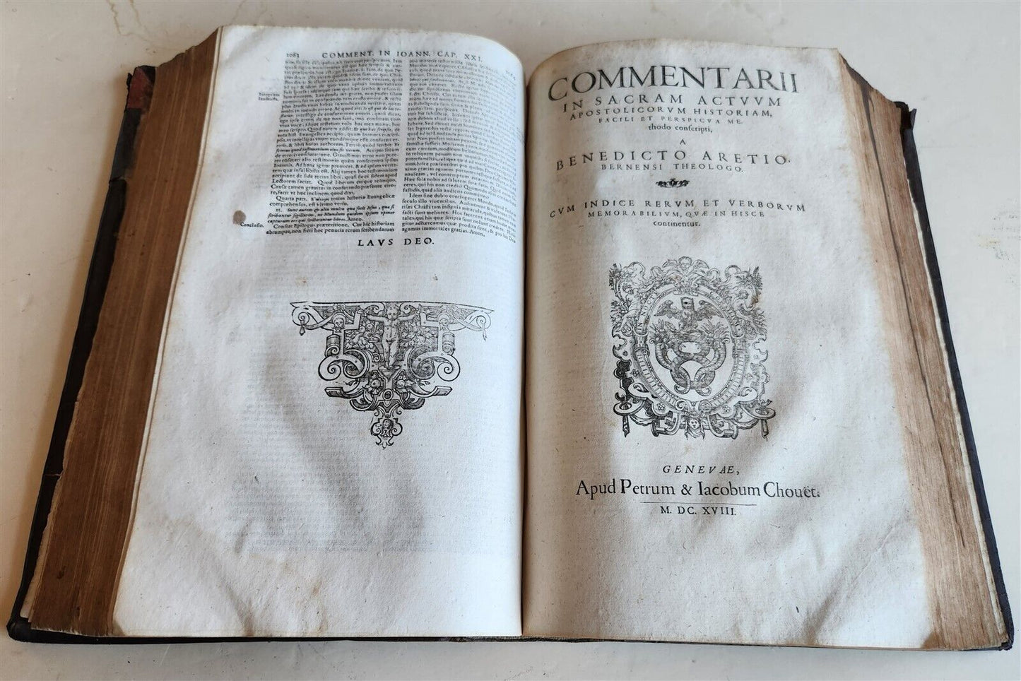 1618 BIBLE NEW TESTAMENT COMMENTARY by Benedictus Aretius antique 17th c. FOLIO
