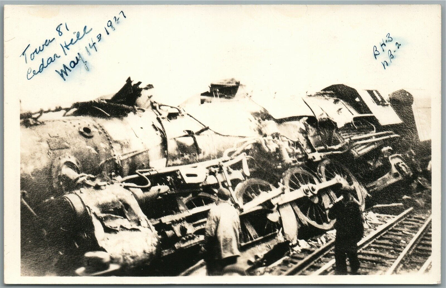 CEDAR HILL TRAIN WRECK RAILWAY railroad VINTAGE REAL PHOTO POSTCARD RPPC