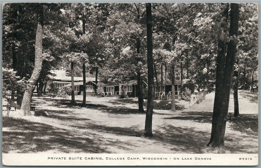 COLLEGE CAMP WISCONSIN on LAKE GENEVA WI ANTIQUE POSTCARD