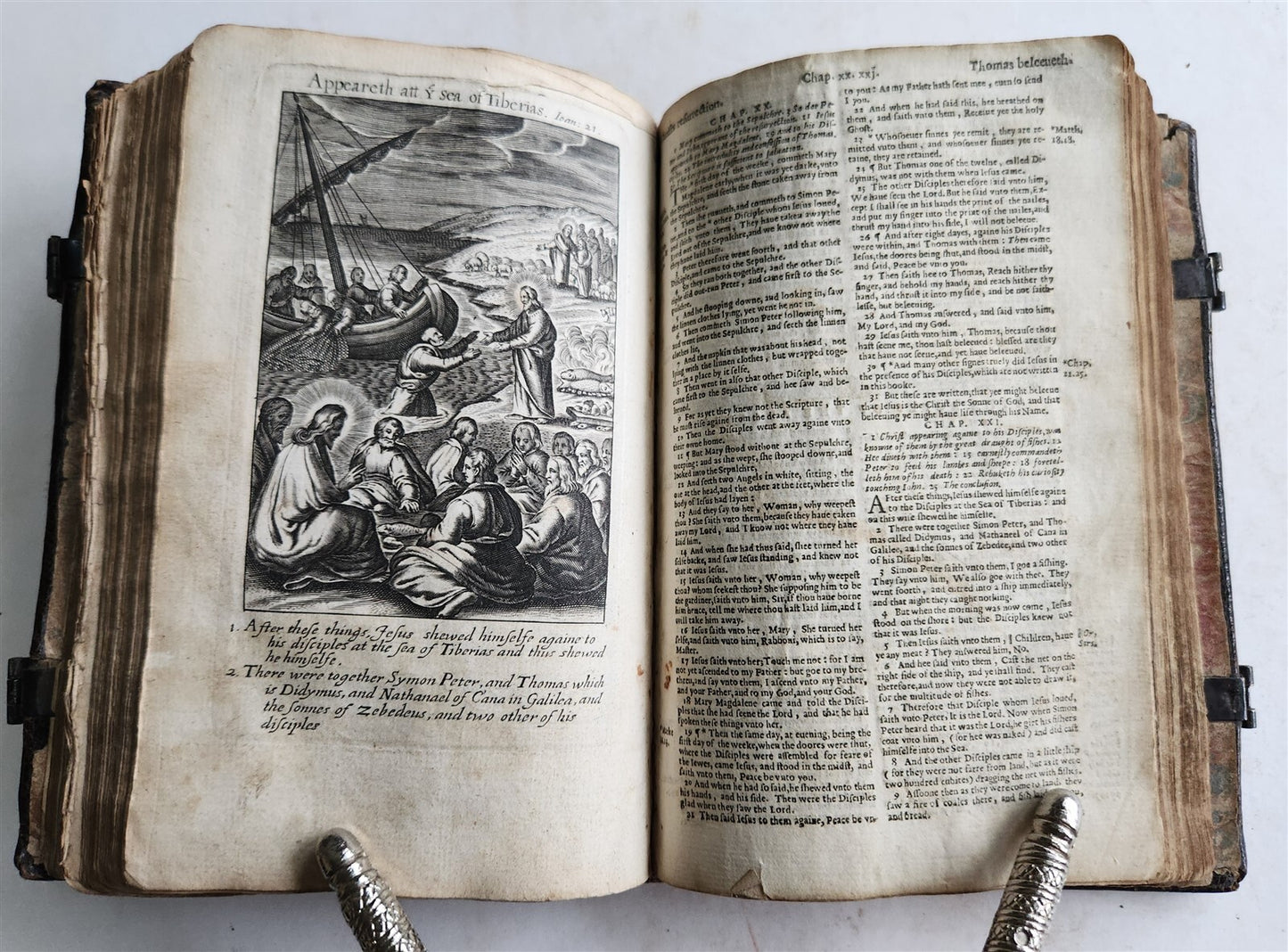 1631-34 BIBLE in ENGLISH ILLUSTRATED NEW TESTAMENT COMMON PRAYERS PSALMS antique