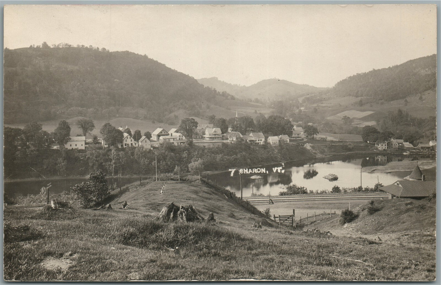 SHARON VT GENERAL VIEW ANTIQUE REAL PHOTO POSTCARD RPPC