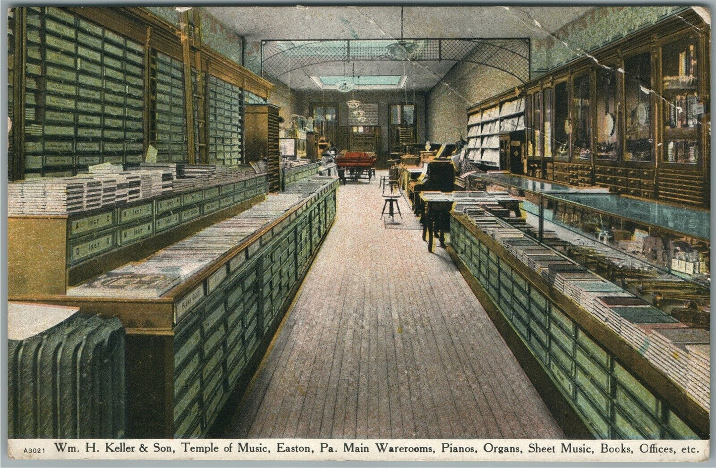 EASTON PA Wm. H. KELLER & SON TEMPLE OF MUSIC ANTIQUE POSTCARD