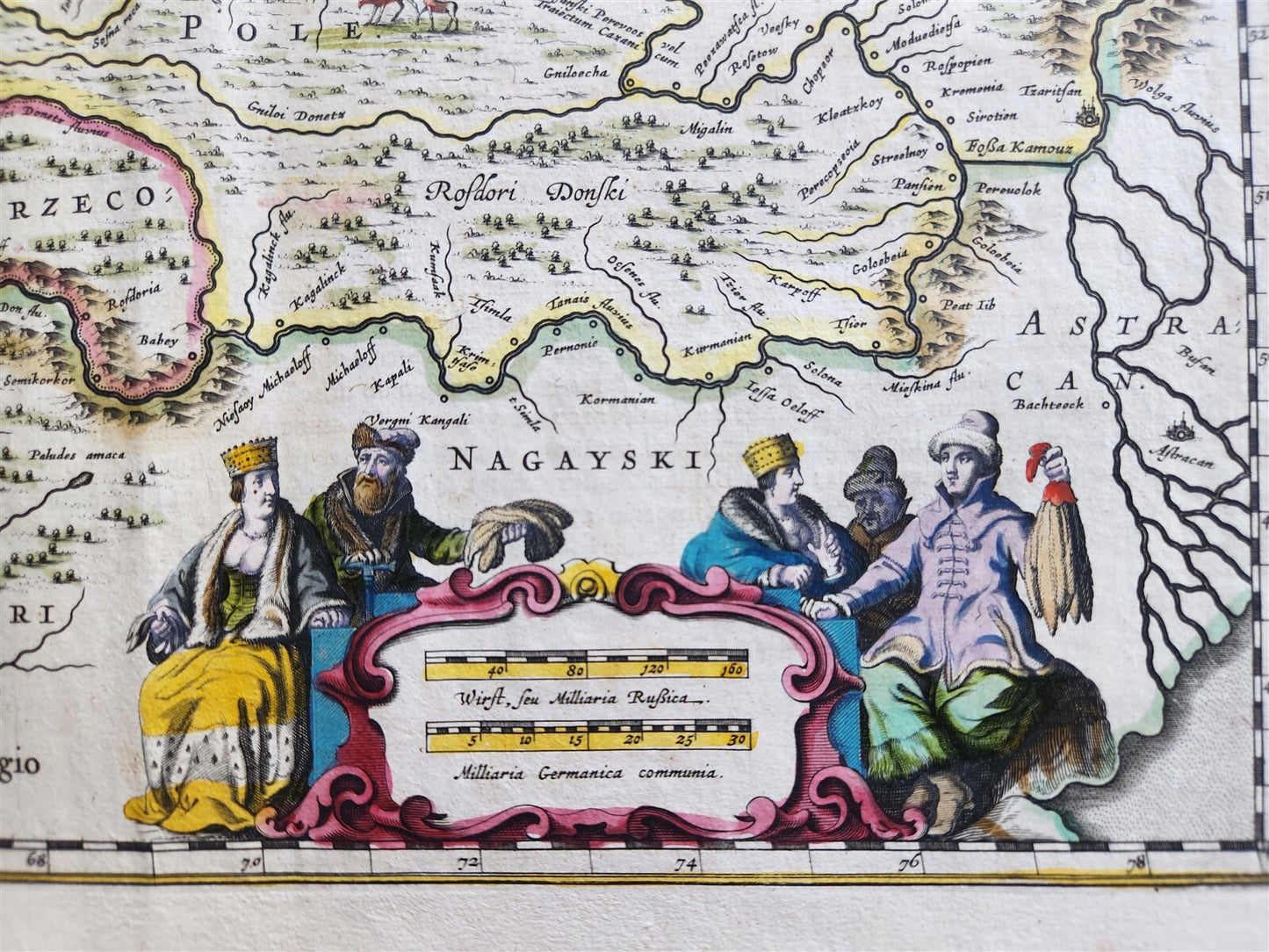 1640 RUSSIA MOSCOVIA MAP by WILLEM BLAEU antique AUTHENTIC hand colored