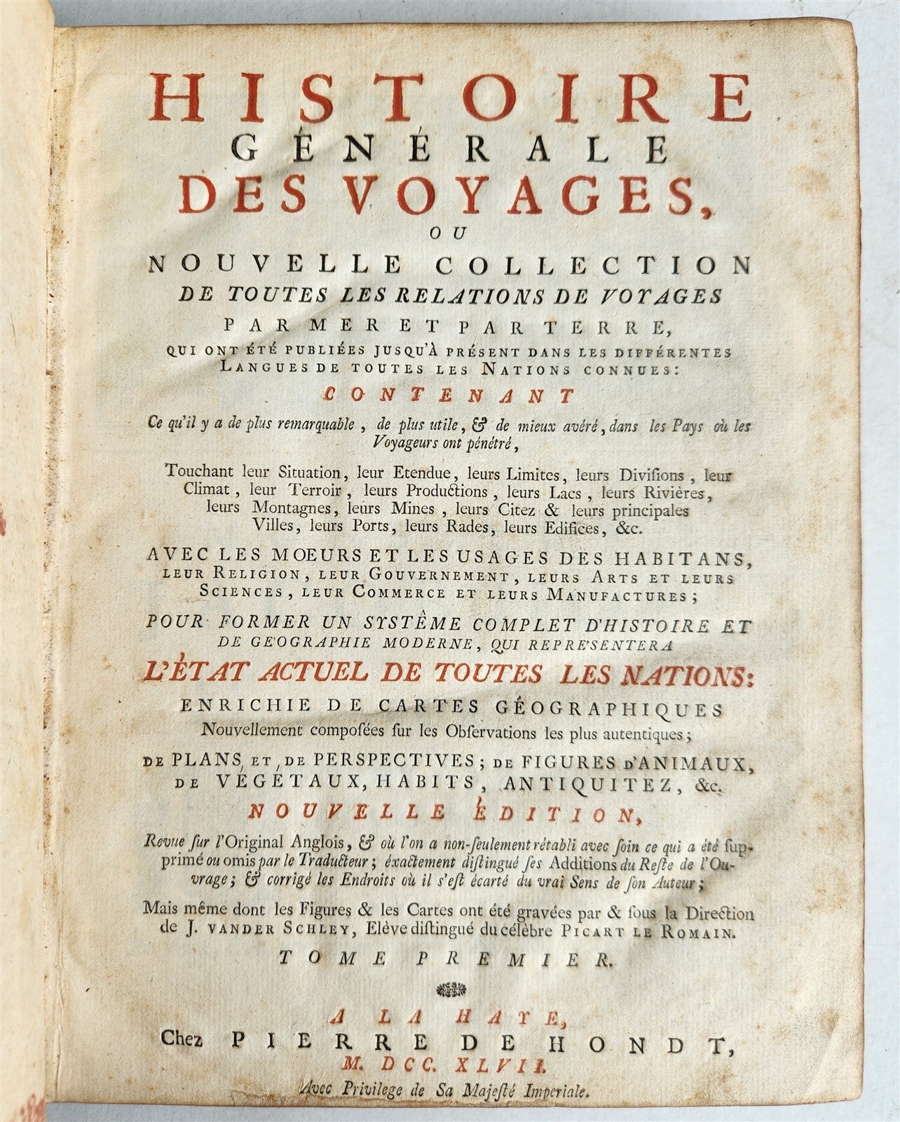 1747 HISTORY of VOYAGES by Prevost antique ILLUSTRATED JORNEY to EAST INDIES V.1