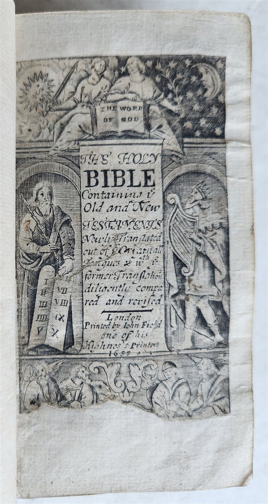 1655 BIBLE in ENGLISH antique LONDON John Field RED MOROCCO BINDING