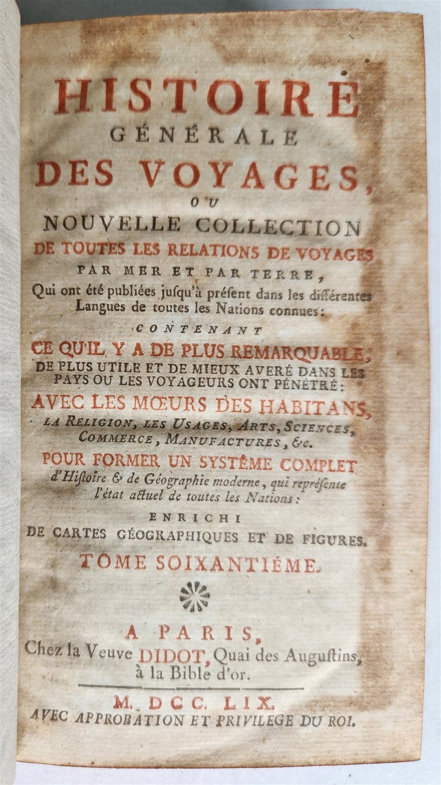 1759 HISTOIRE des VOYAGES antique Vol.60 CARRIBEAN JAMAICA BARBADOS illustrated
