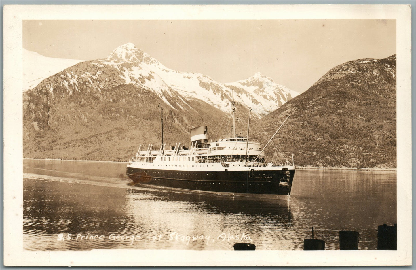 S.S. PRINCE GEORGE SKYWAY ALASKA ANTIQUE REAL PHOTO POSTCARD RPPC