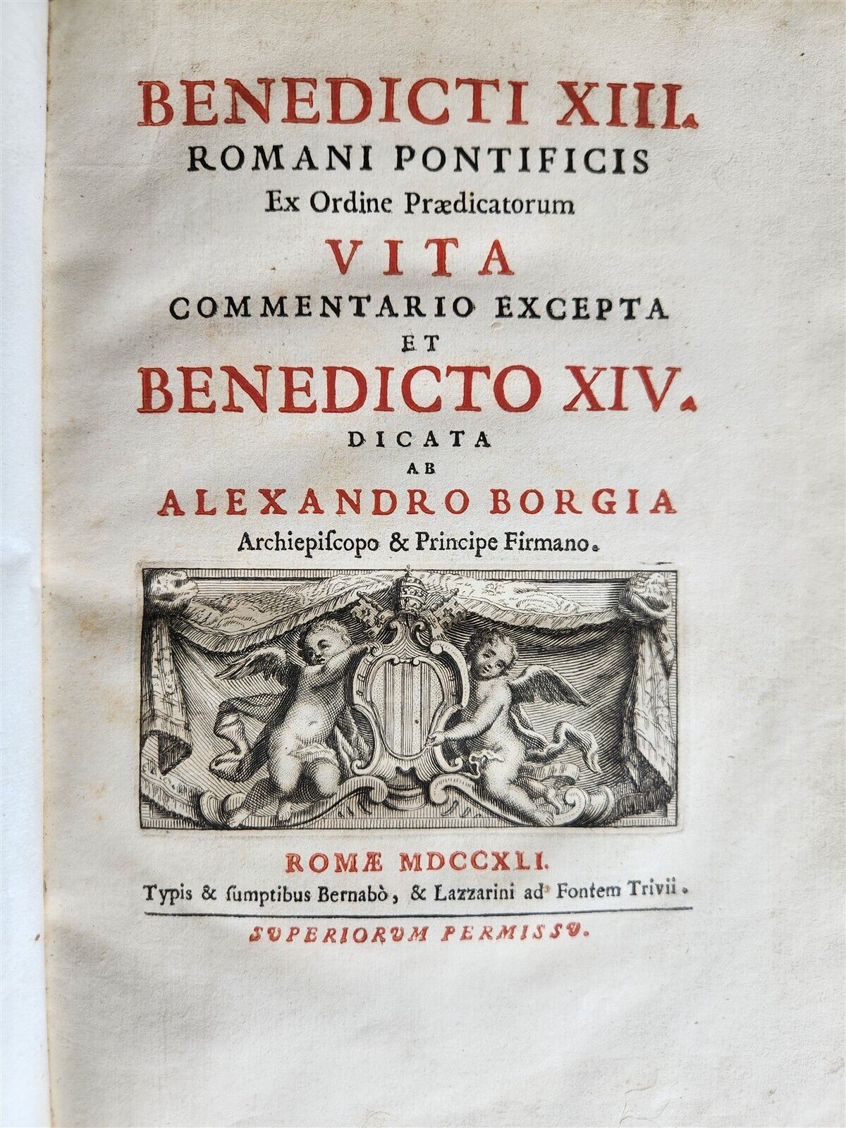 1741 VITA et BENEDICTO XIV antique Vellum in ITALIAN
