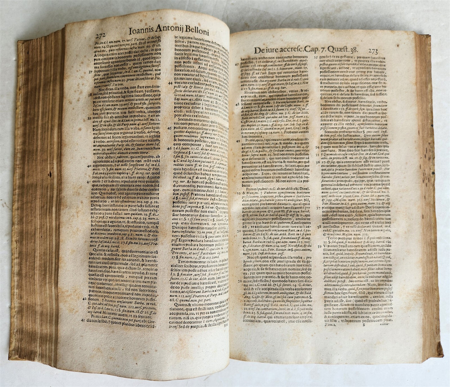 1637 LAW BOOK by IOANNIS ANTONII BELLONI VELLUM FOLIO w/MANUSCRIPT TITLE antique