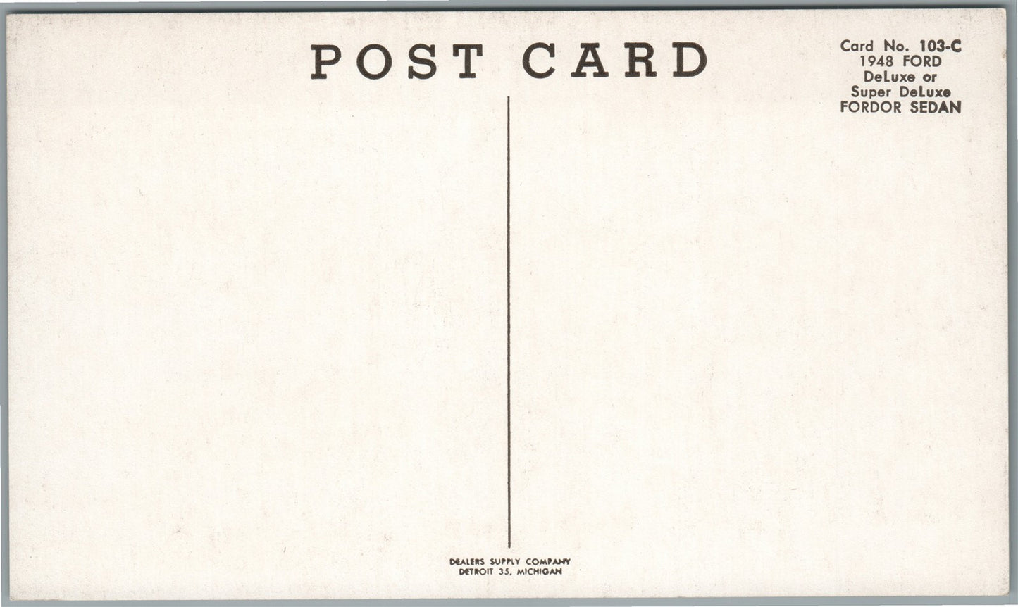 1948 FORD DELUXE VINTAGE POSTCARD