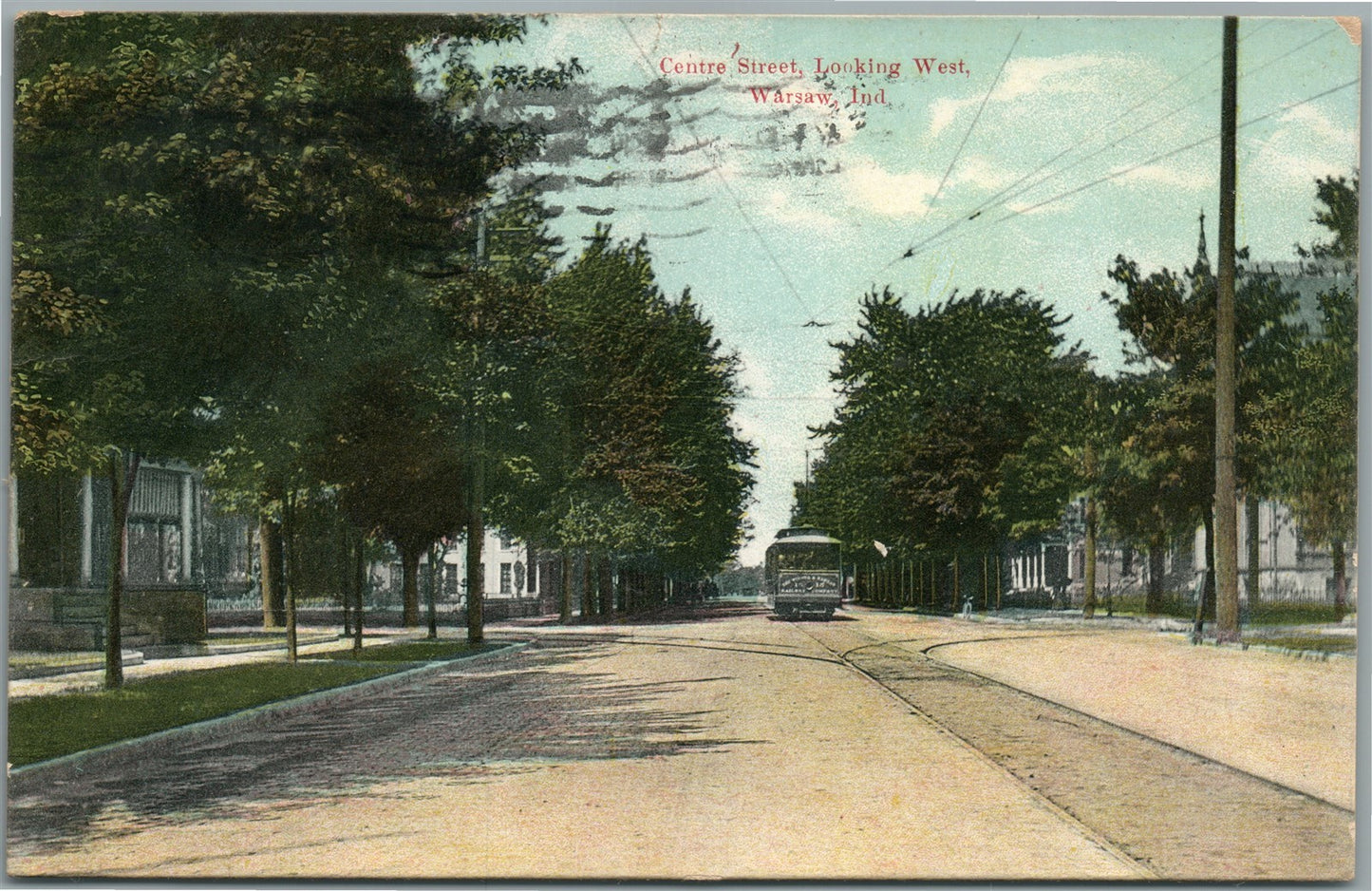 WARSAW IN CENTRE STREET ANTIQUE POSTCARD