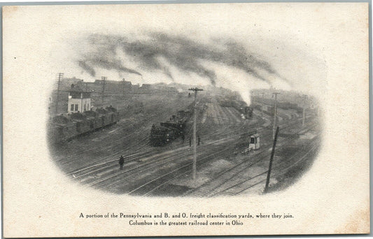 COLUMBUS OH RAILROAD YARDS ANTIQUE POSTCARD