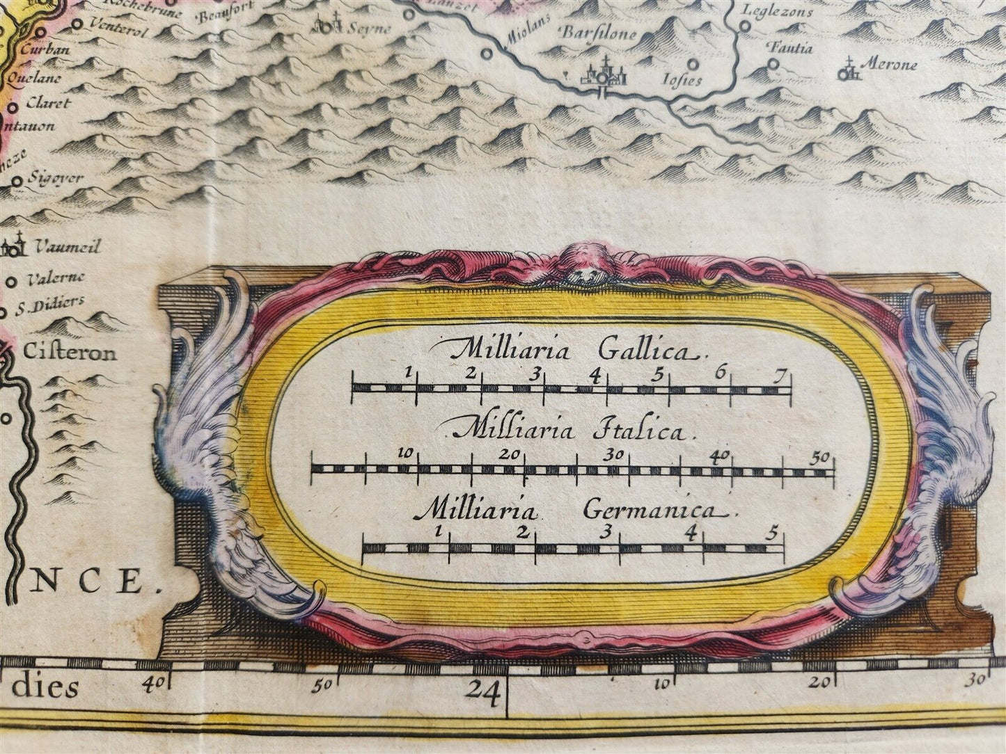 1640 MAP of FRANCE DAUPHINE PROVINCE WILLEM BLAEU antique AUTHENTIC hand colored