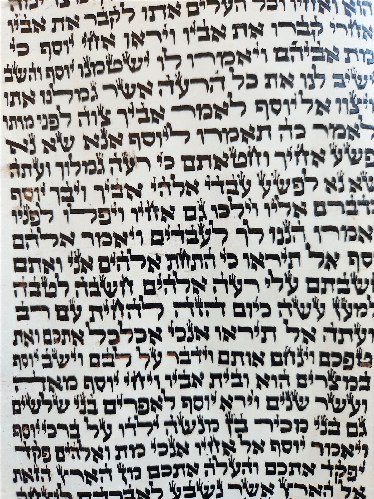TORAH SCROLL FRAGMENT MANUSCRIPT on VELLUM antique BIBLE GENESIS 48:6 Exodus 3:7