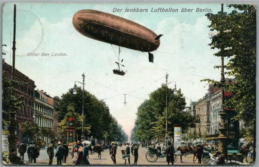 BALLOON OVER BERLIN GERMAN EARLY AVIATION ANTIQUE POSTCARD