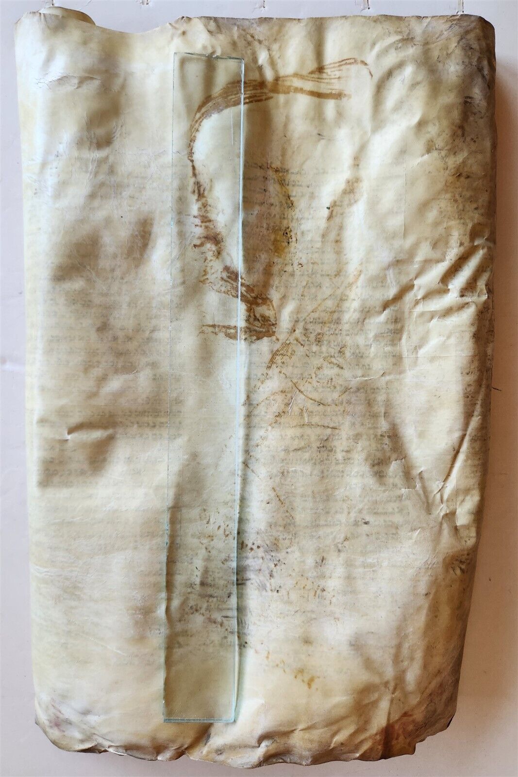 TORAH SCROLL FRAGMENT MANUSCRIPT on VELLUM antique BIBLE DEUTERONOMY 12:9-15:9