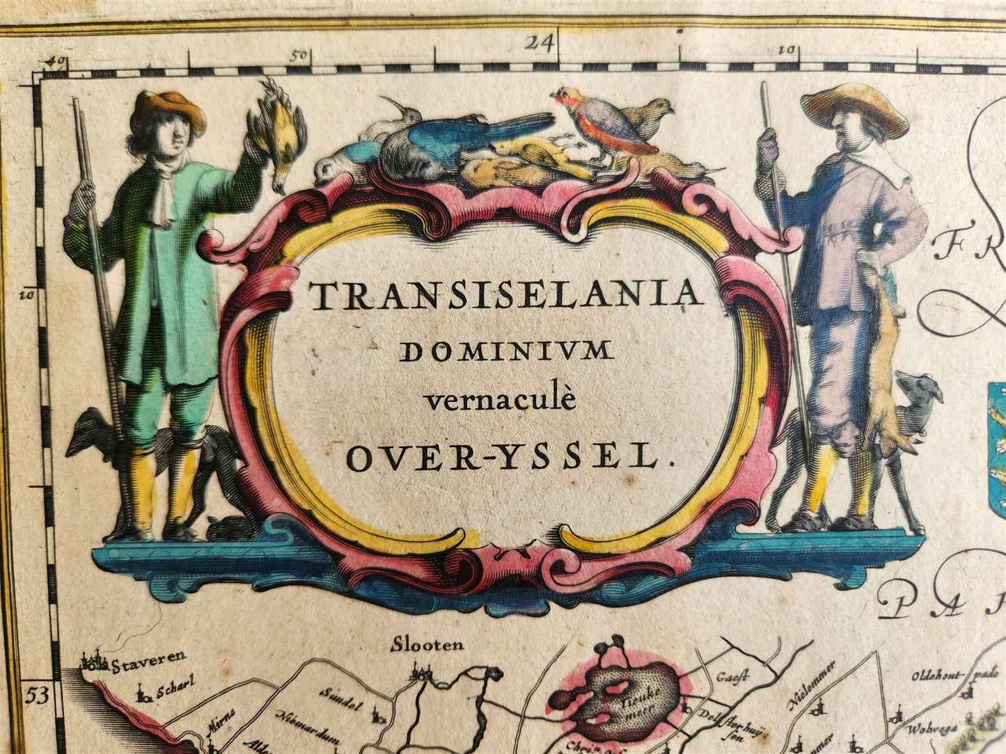 1640 MAP of Overijssel NETHERLANDS by WILLEM BLAEU antique AUTHENTIC handcolored