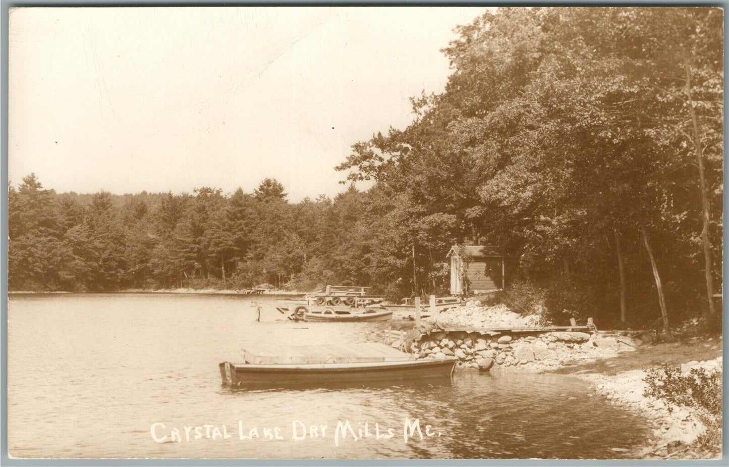 DRY MILLS ME CRYSTAL LAKE ANTIQUE REAL PHOTO POSTCARD RPPC