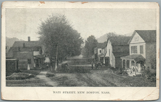 NEW BOSTON MA MAIN STREET ANTIQUE POSTCARD