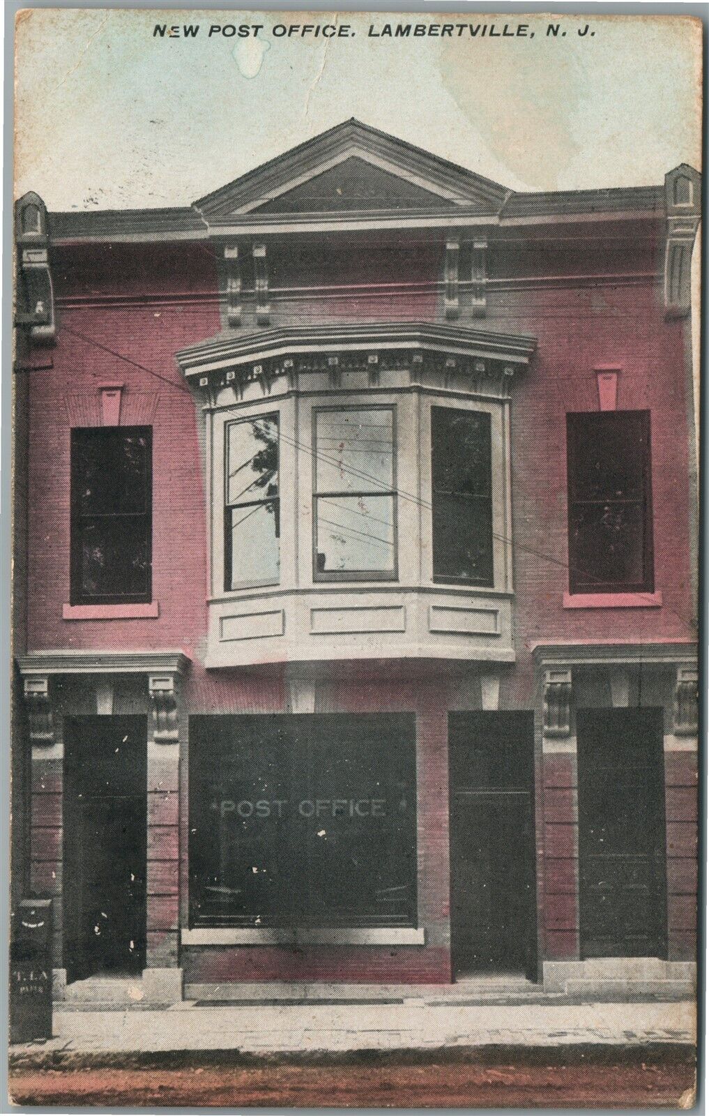LAMBERTVILLE NJ NEW POST OFFICE ANTIQUE POSTCARD