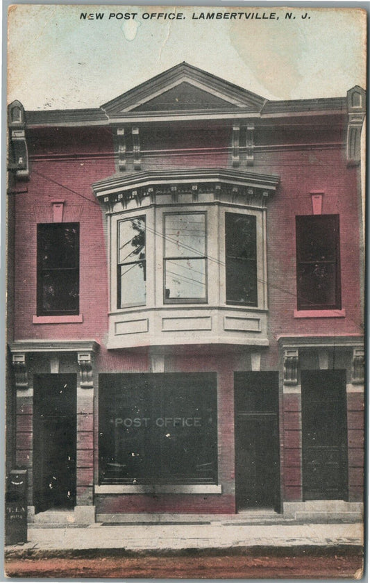 LAMBERTVILLE NJ NEW POST OFFICE ANTIQUE POSTCARD