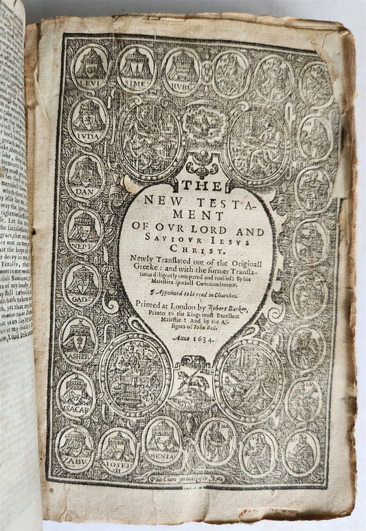 1631-34 BIBLE in ENGLISH ILLUSTRATED NEW TESTAMENT COMMON PRAYERS PSALMS antique